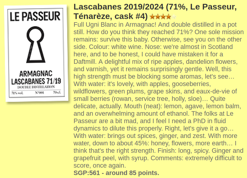 Armagnac Le Passeur - Lascabanes - 2019 - 71% 70cl