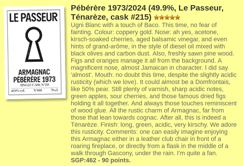 Armagnac Le Passeur - Pébérère - 1973 (51 anni) - 49.9% 70cl