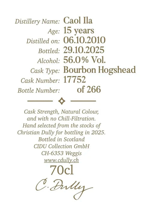Caol Ila 15 anni - 2010/2025 - C.Dully - 56% - 0.7L
